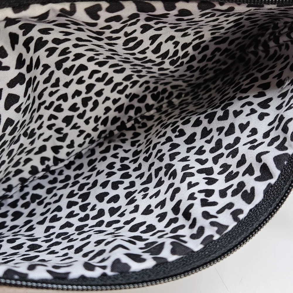 NEW Brighton LOVE Black & White Heart Canvas Makeup Pouch Clutch Bag